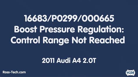 Apr 18, 2012 It controls the boost pressure by varying the position of the guide vanes. . P0299 boost pressure regulation control range not reached